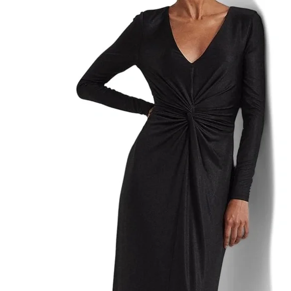 Lauren Ralph Lauren Women's Twist-Front Foil Print Jersey Gown - Picture 2 of 10